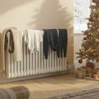 Living room scene with Christmas tree and radiator Living room scene with Christmas tree and radiator