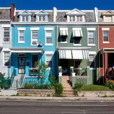 row of colourful houses